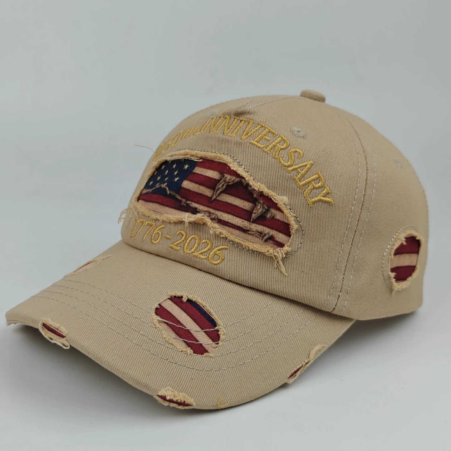 Retro Washed Distressed Cotton Peaked Cap Printed Embroidered