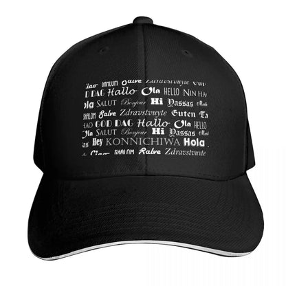 Hello Multiple Languages Cotton Twill Snapback Baseball Cap
