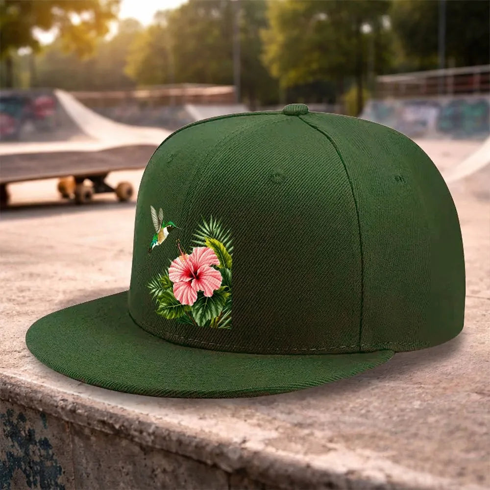 Hummingbird Hibiscus Snapback Cap