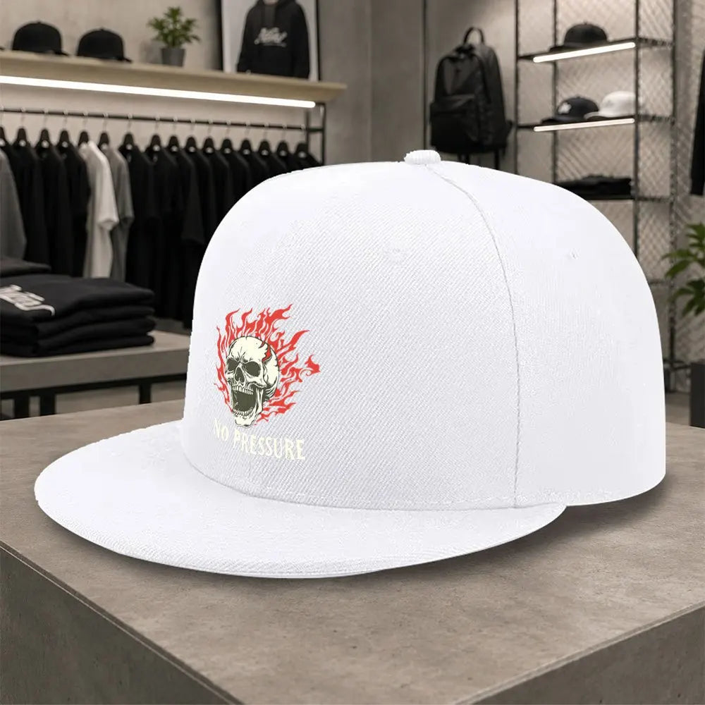 New Flame Skull Unisex All Match Flat Brim Cap