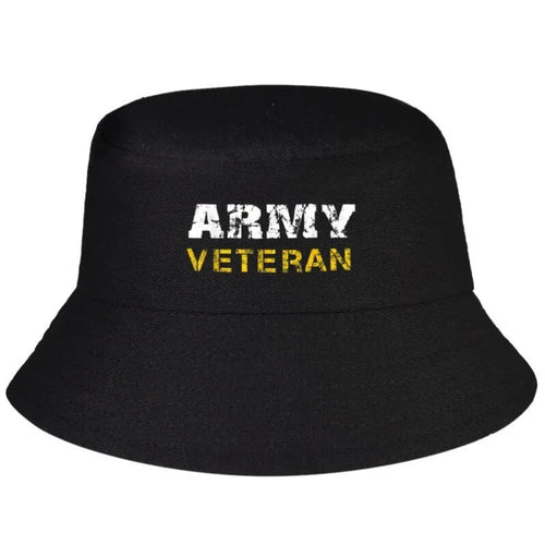 US Army Veterans Distressed Font Summer Bucket Hat