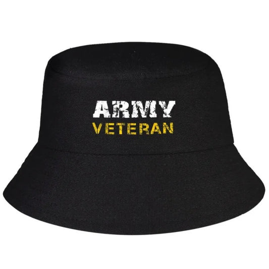 US Army Veterans Distressed Font Summer Bucket Hat