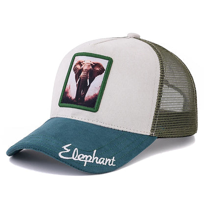 Hot Sale Unisex Mesh Cap Lion Pattern Patch Design Suede Hat Women And Men Summer Animal Baseball Cap Fashion Trucker Hat Size 56-60cm