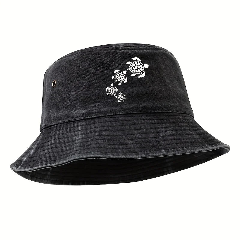 Printed Turtle Washed Bucket Hat