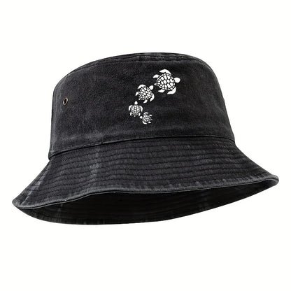Printed Turtle Washed Bucket Hat