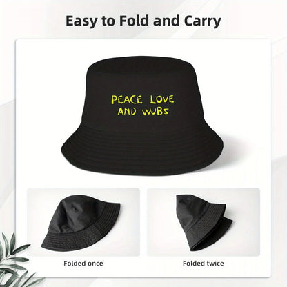 Peace Love And Wubz Bucket Hat Streetwear Anime Boy Hat Women's