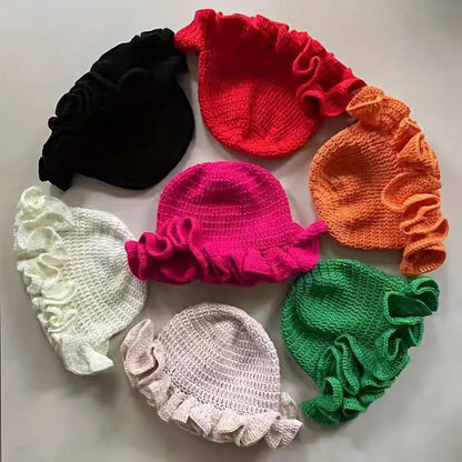 Women Windproof Brim Knit Fisherman Hat