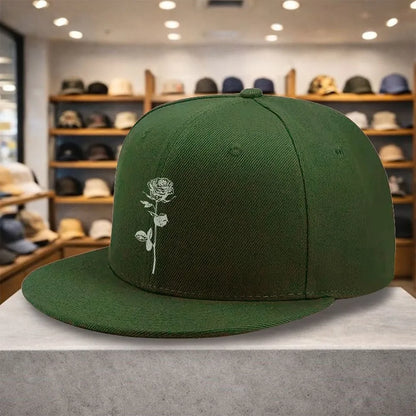 Rose Line Art Snapback Cap