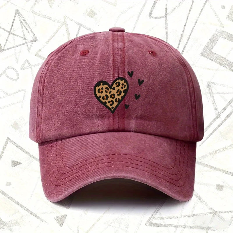 Vintage Leopard Heart Baseball Cap