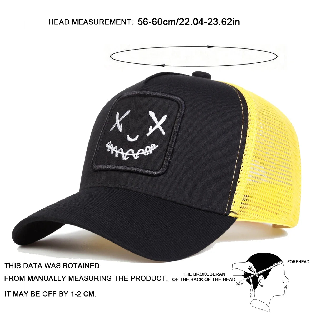 Men Women Smile Face Embroidery Baseball Caps Cotton Adjustable