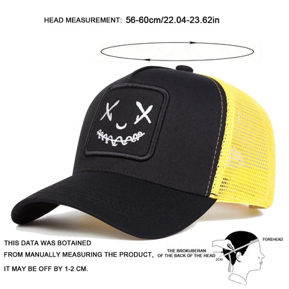 Men Women Smile Face Embroidery Baseball Caps Cotton Adjustable