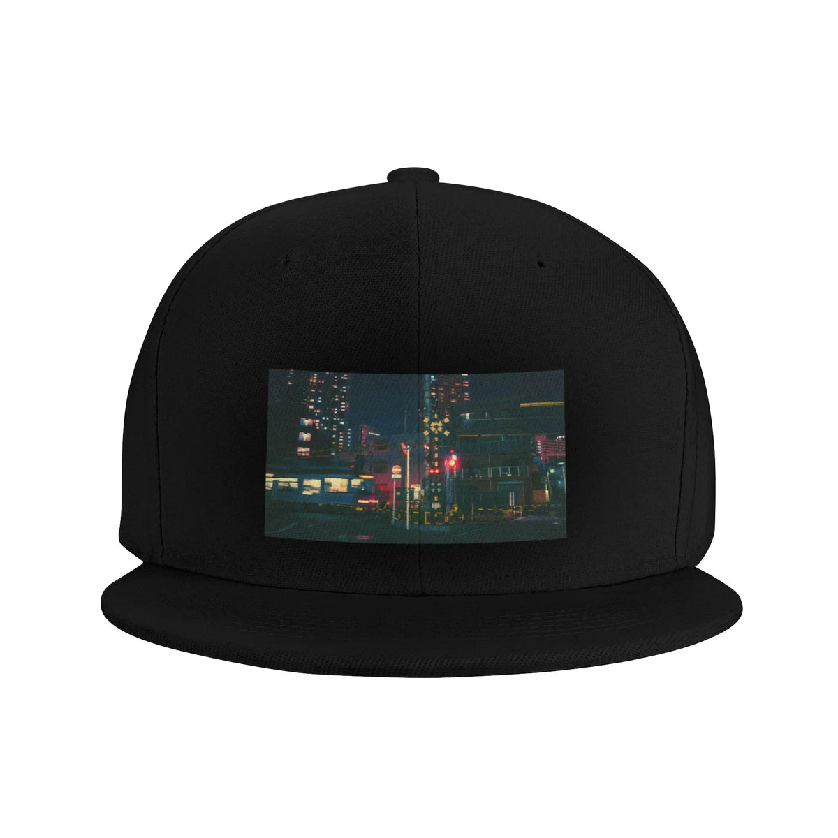 City Train Tracks Night Vintage Snapback Cap