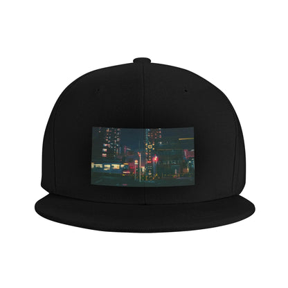 City Train Tracks Night Vintage Snapback Cap