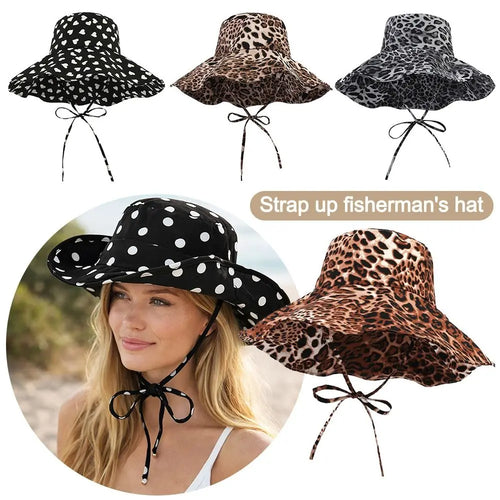 Black Dot Bucket Hats Leopard Print