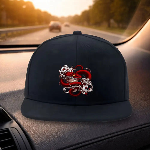 Red Snake Print Snapback Cap Outdoor Style