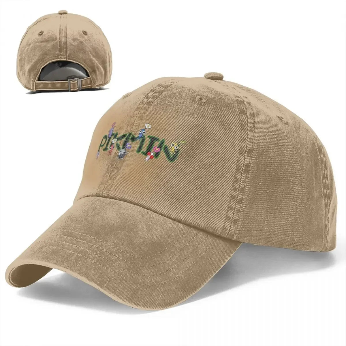 Retro Pikmin Family Fun Distressed Washed Denim Baseball Cap