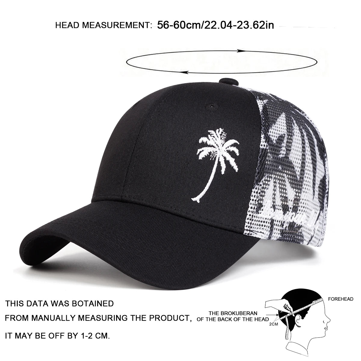 Unisex Coconut Tree Embroidery Baseball Net Caps