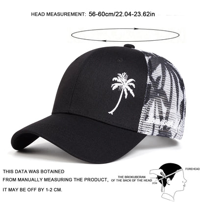 Unisex Coconut Tree Embroidery Baseball Net Caps