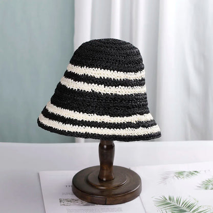 Women Rafia Straw Panama Bucket Hat