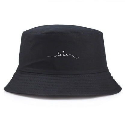 Vintage Love Embroidery Cotton Bucket Hat
