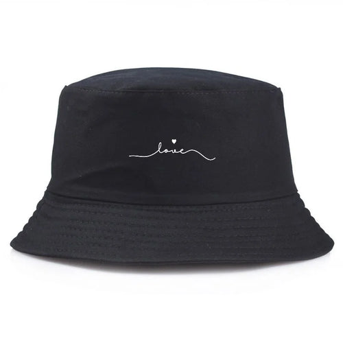 Vintage Love Embroidery Cotton Bucket Hat