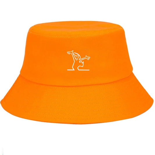 Dancing Figure Cotton Wide Brim Bucket Hat