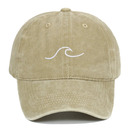 Ripple Wave Embroidered Washed Baseball Cap