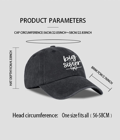 Big Sister Print Washed Baseball Cap Adjustable