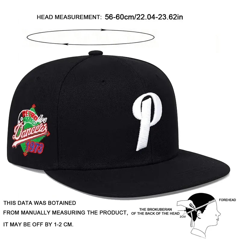 Unisex P Letter Embroidered Snapback Cap