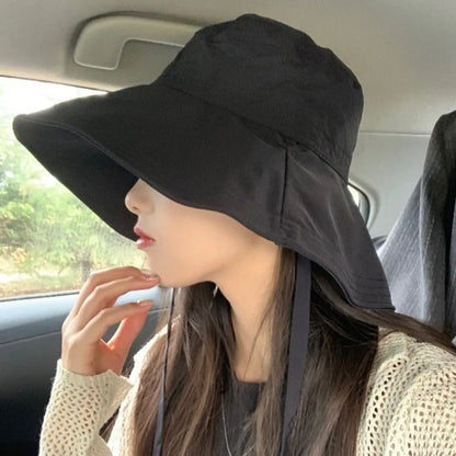 Foldable Wide Brim Breathable Bucket Hat With Strap