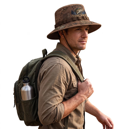 Adjustable Drawstring Wide Brim Fishing Bucket Hat
