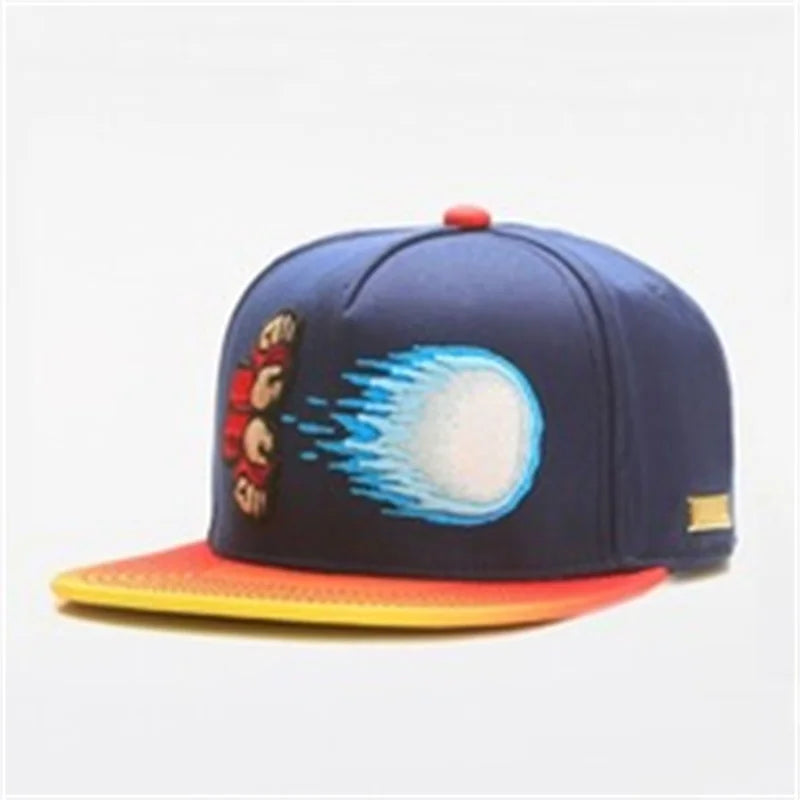 Unisex Embroidered Cotton Flat Brim Hip-Hop Snapback Cap