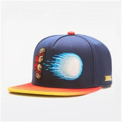 Unisex Embroidered Cotton Flat Brim Hip-Hop Snapback Cap