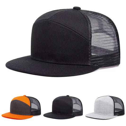 Flat Brim Mesh Adjustable Unisex Snapback Cap