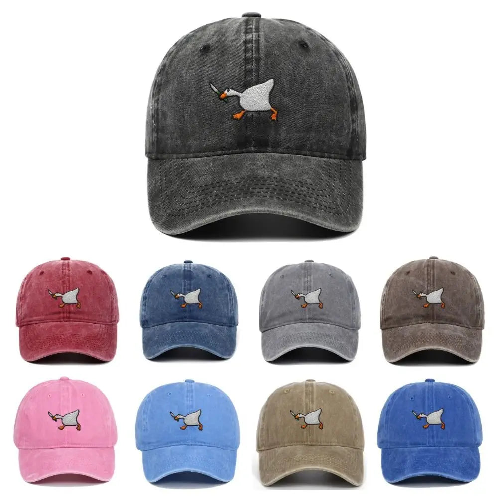 White Goose Embroidered Adjustable Snapback Baseball Cap