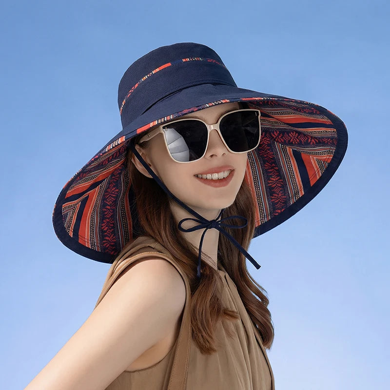 Reversible Wide Brim Summer Kids Bucket Hat