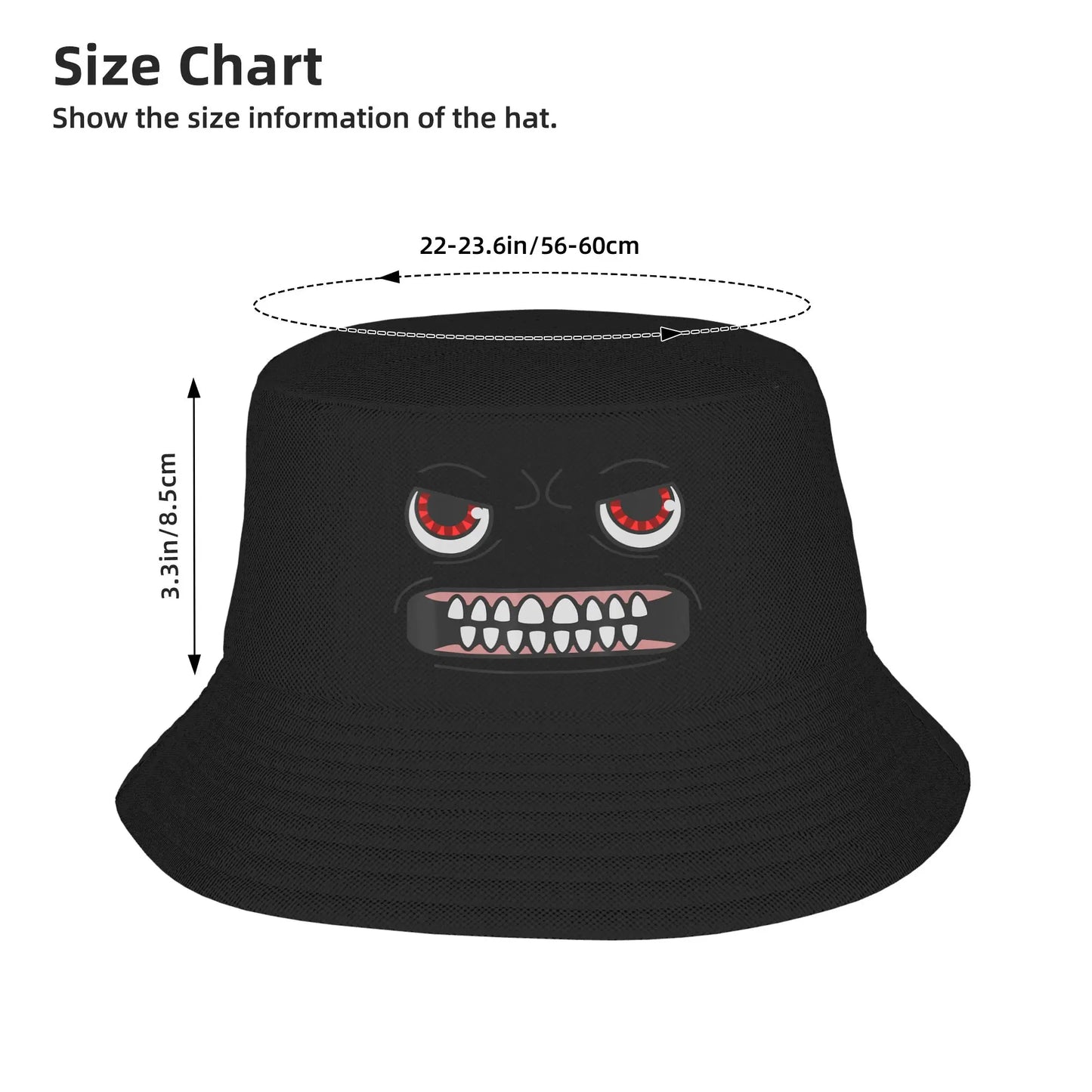 Funny Angry Face Graphic Bucket Hat Unisex