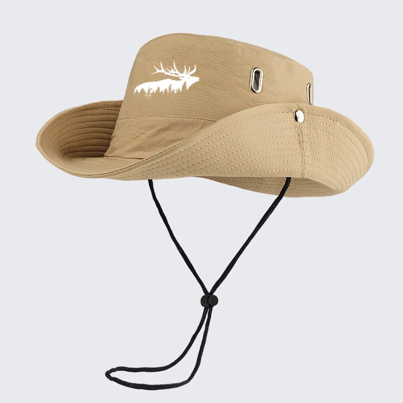 Elk Forest Print Outdoor Bucket Hat