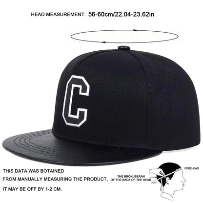 Unisex C Letter Embroidered Hip-Hop Snapback Cap