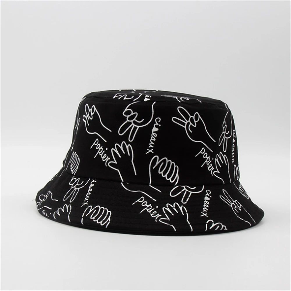 Spring Outdoor Graffiti Wide Brim Casual Bucket Hat
