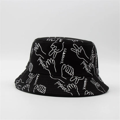 Spring Outdoor Graffiti Wide Brim Casual Bucket Hat