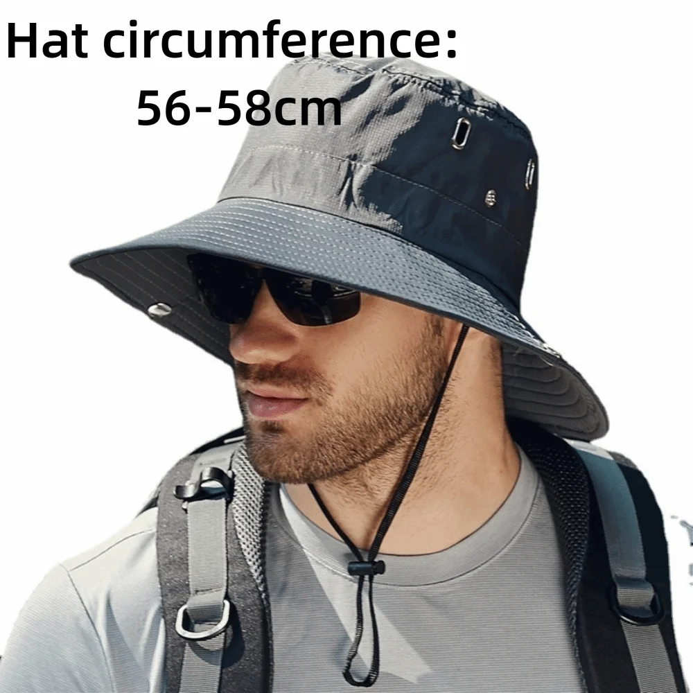 Men's Adjustable Wide-Brim Breathable Sun Protection Bucket Hat