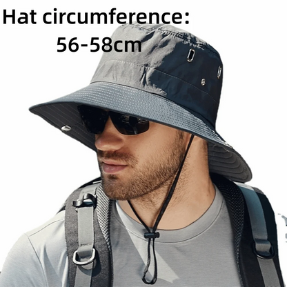Men's Adjustable Wide-Brim Breathable Sun Protection Bucket Hat