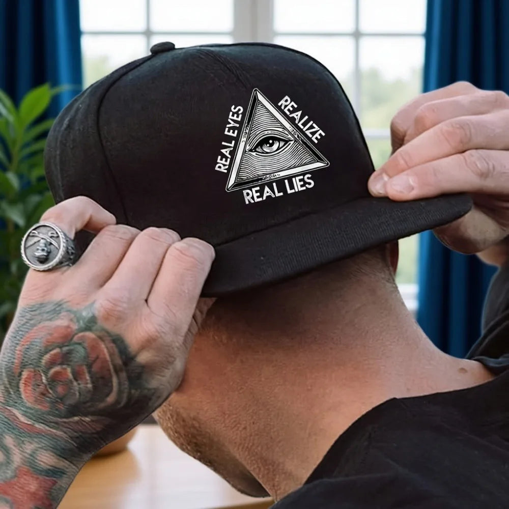 REAIZE Real Eyes Real Lies Printed Flat Brim Snapback Cap