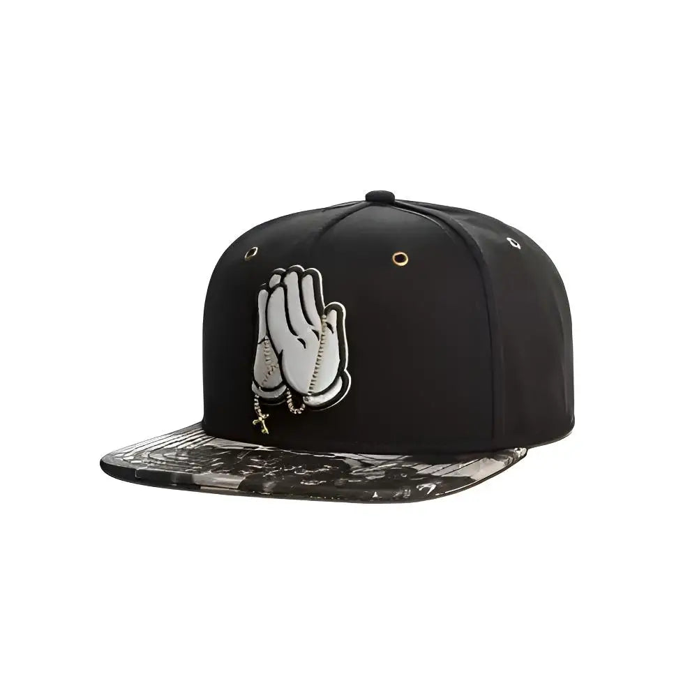 Skeleton Hand Skull Flat Bill Snapback Cap