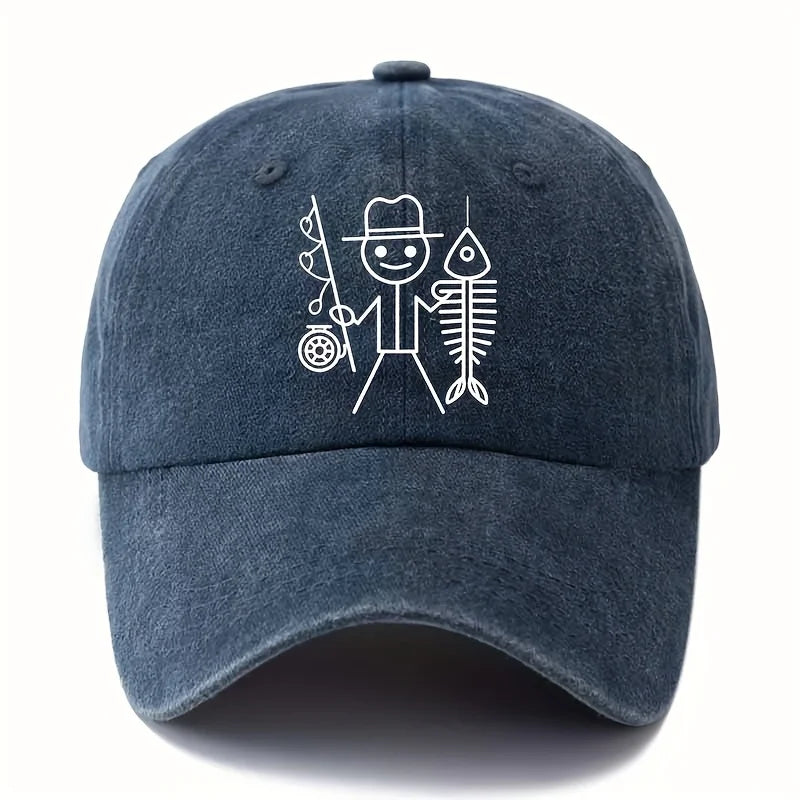 Cartoon Fishing Print Baseball Cap