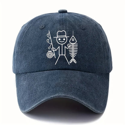 Cartoon Fishing Print Baseball Cap