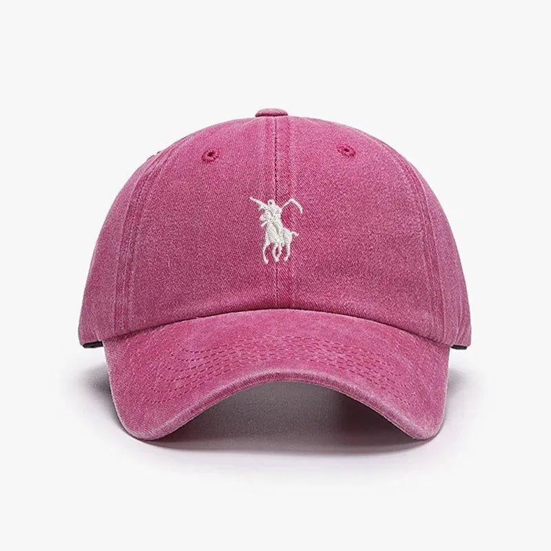 Vintage Embroidered Washed Cotton Baseball Cap