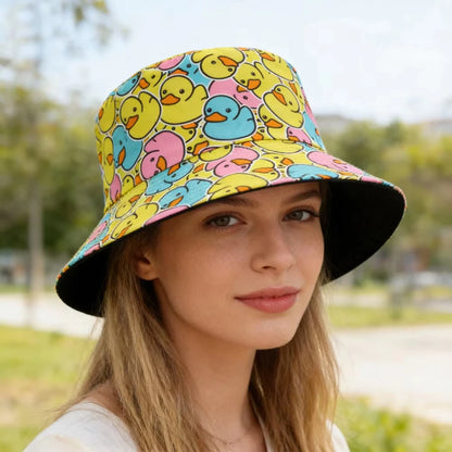 Reversible Bucket Hat Unisex Anti UV Hip Hop Street Dance Hat
