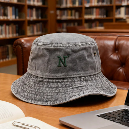 N Letter Washed Cotton Bucket Hat For Men Women
